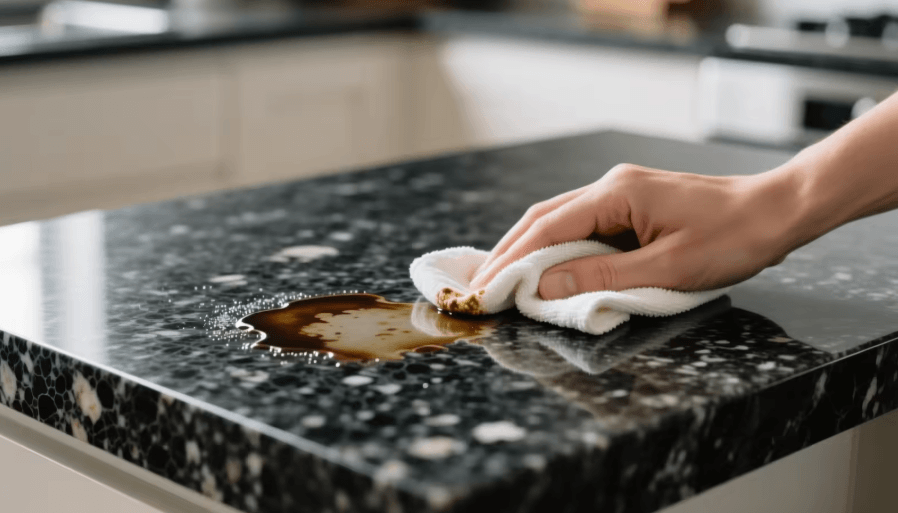Stains Became Difficult to Remove From the Kitchen Surface